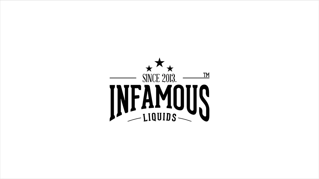 Infamous Liquids logo design — e-liquid brand identity - CMYK Box Zagreb